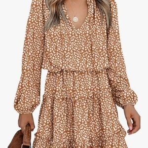 Chic Long Sleeve Patterned Dress